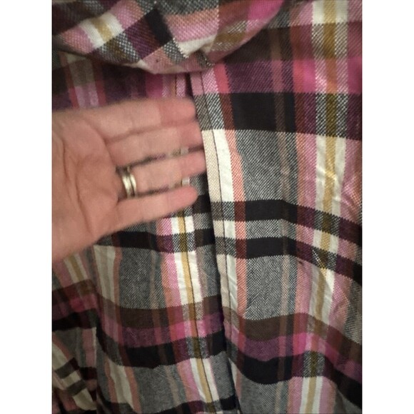 Roxy Women's Large  Faux Fur Hooded  Pink Plaid Jacket/Coat  Pockets - Picture 12 of 12